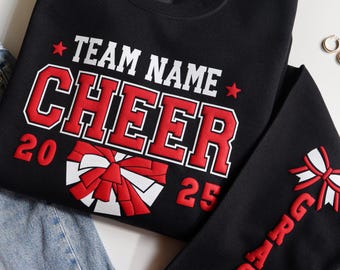 Personalized Cheer Sweatshirt with Glitter | Custom Name Sweatshirt | Cheer Team Spirit Gift Gift