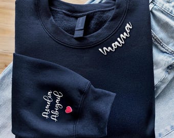 Puff Print Mama Sweatshirt, Personalized New Mom Gift