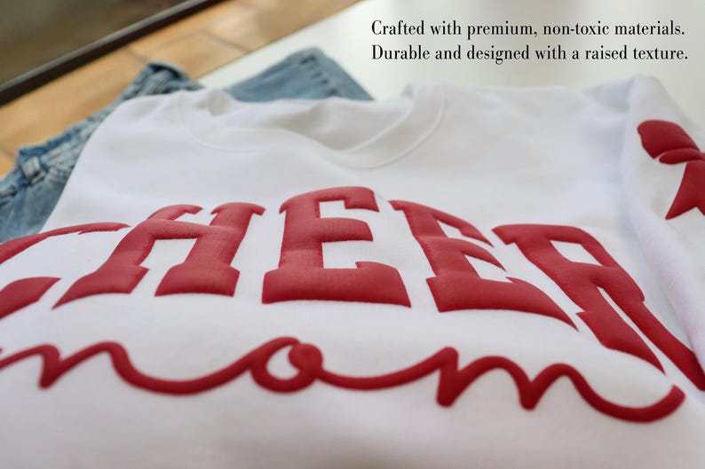 Personalized Cheer Mom Sweatshirt with Puff Print | Custom Name Sweatshirt | Cheer Team Spirit Gift image 8