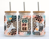 COFFEE 16oz glass can png design for sublimation, digital download