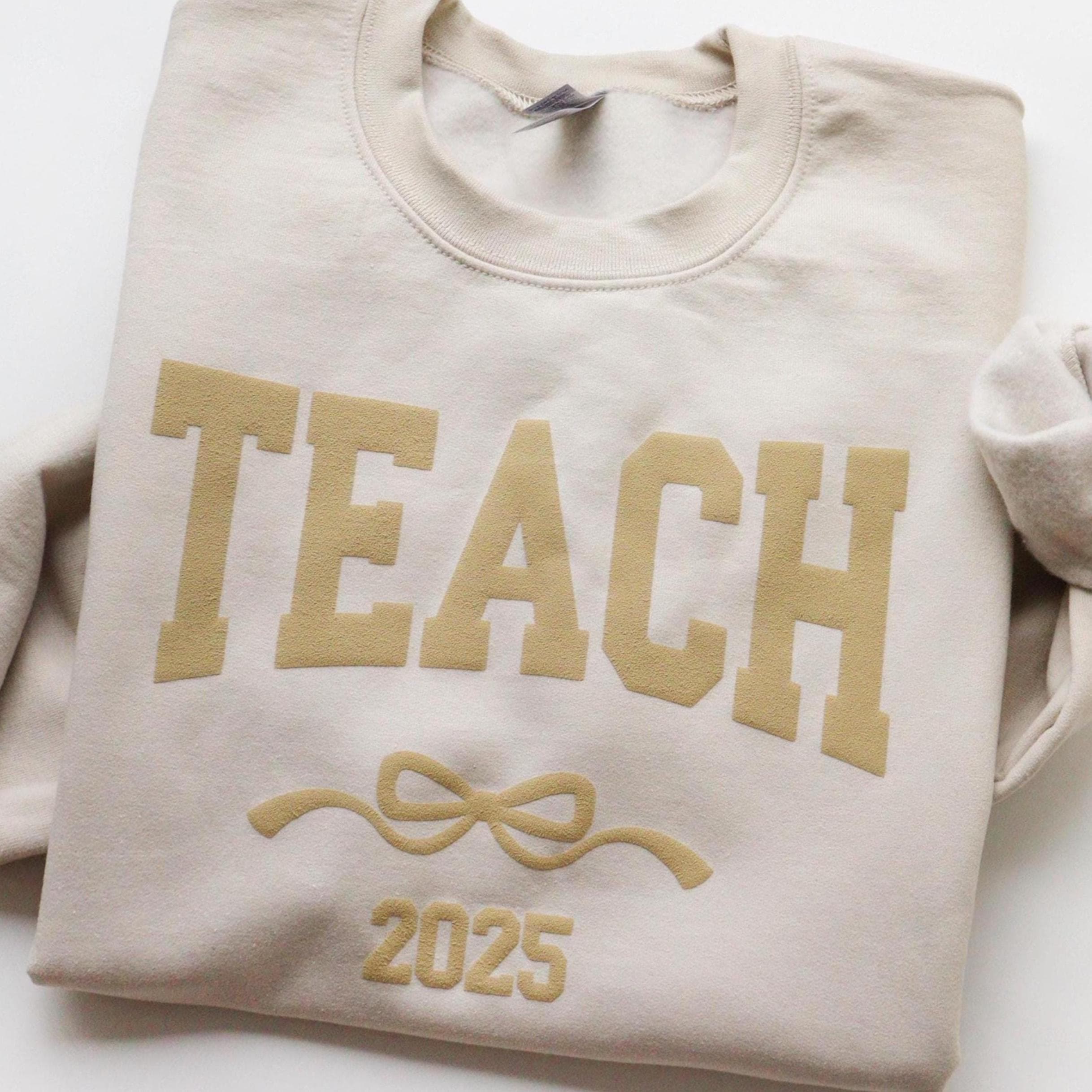 Custom Teacher Puff Sweatshirt, Teacher Sweatshirt, Teacher Appreciation Gift, Graduation Gift for Teacher, Gift for Her, Embossed Shirt