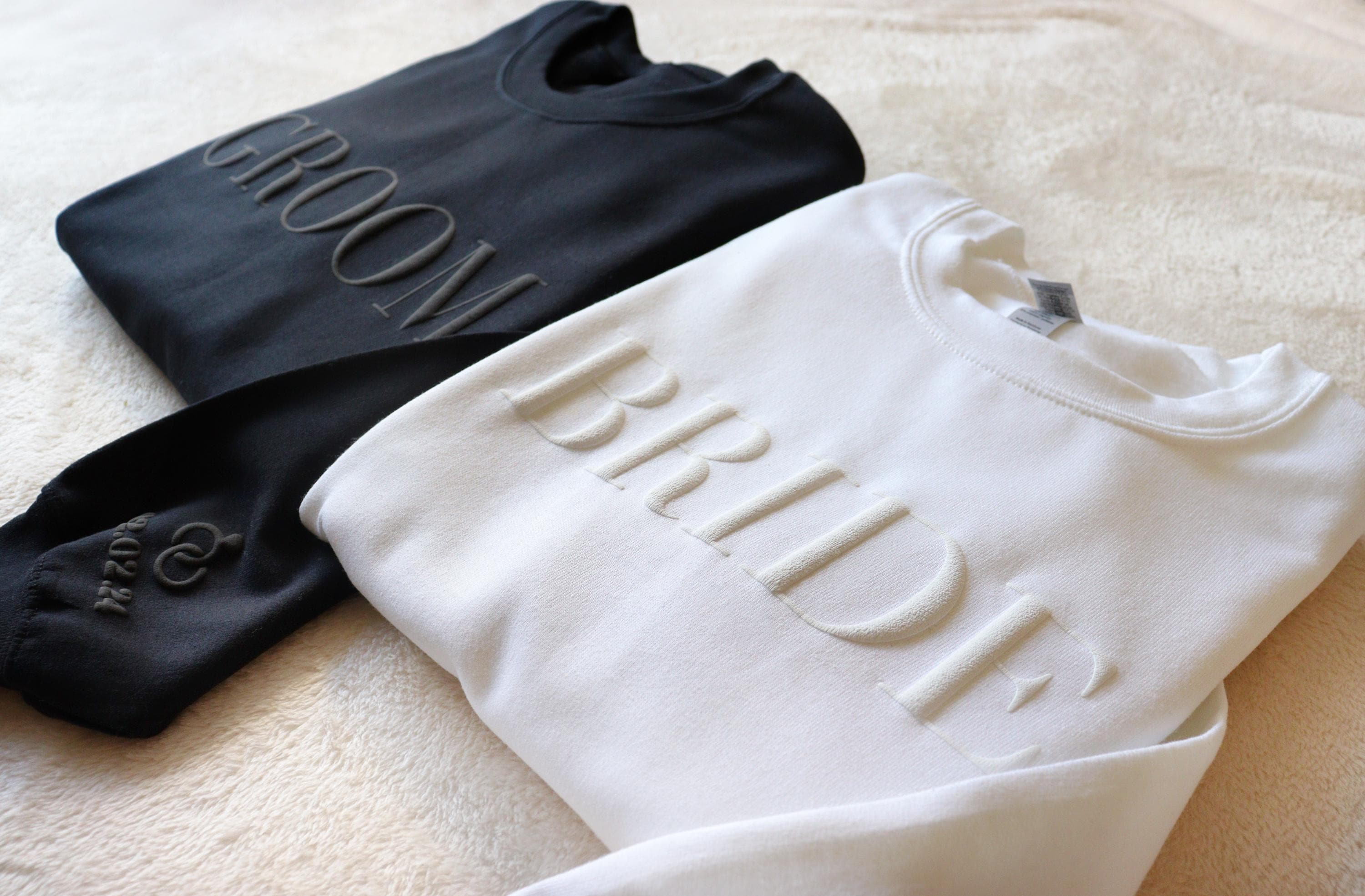 Personalized Bride & Groom Puff Sweatshirt, Personalized Sweatshirt, Wedding Gift, Gift for Her, Gift for Him