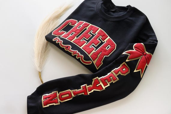 Personalized Cheer Mom Sweatshirt with Puff Print | Custom Name Sweatshirt | Cheer Team Spirit Gift