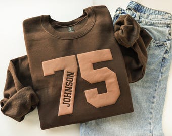 Custom Puff Print Sweatshirt, Personalized Name and Number, Game Day Hoodie