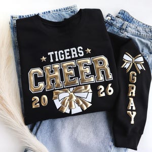Personalized Cheer Sweatshirt with Glitter | Custom Name Sweatshirt | Cheer Team Spirit Gift Gift