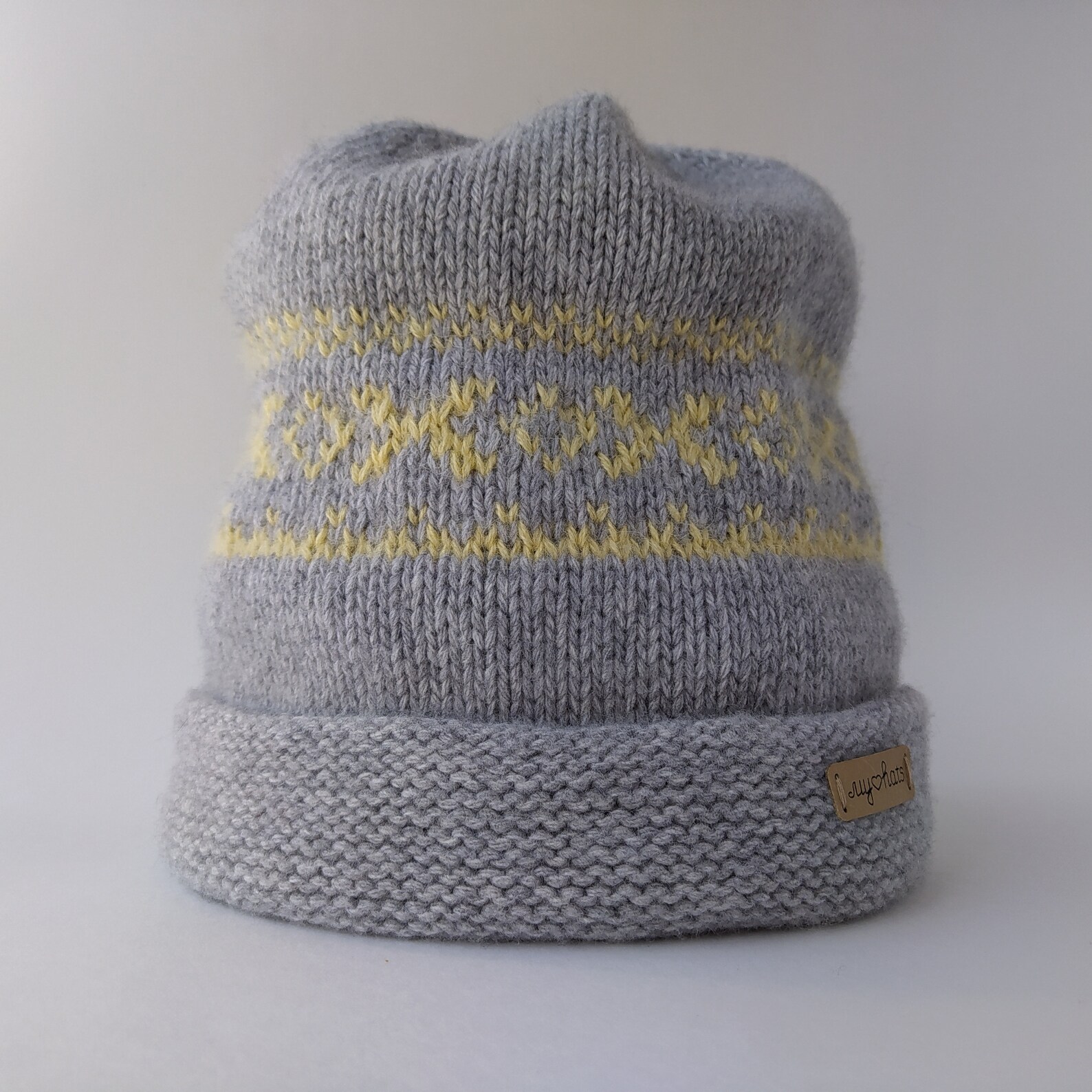 jacquard knit beanie hat
