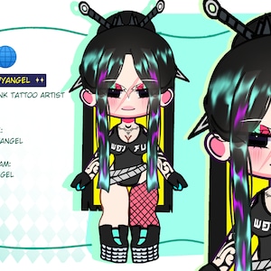 Premade Live2d Cyberpunk Tattoo Artist | Full Body | Vroid Vtuber Model | Anime character| Cute Anime Girl |Virtual Streaming