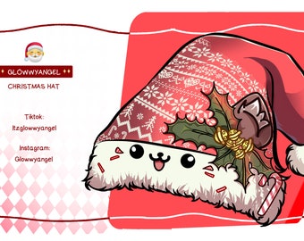 Vtuber Cute Christmas Hat| VTUBER Assest | Do wirtualnego przesyłania strumieniowego Vtubing | Adoptuj | Wysokiej jakości plik PNG | Przezroczysty