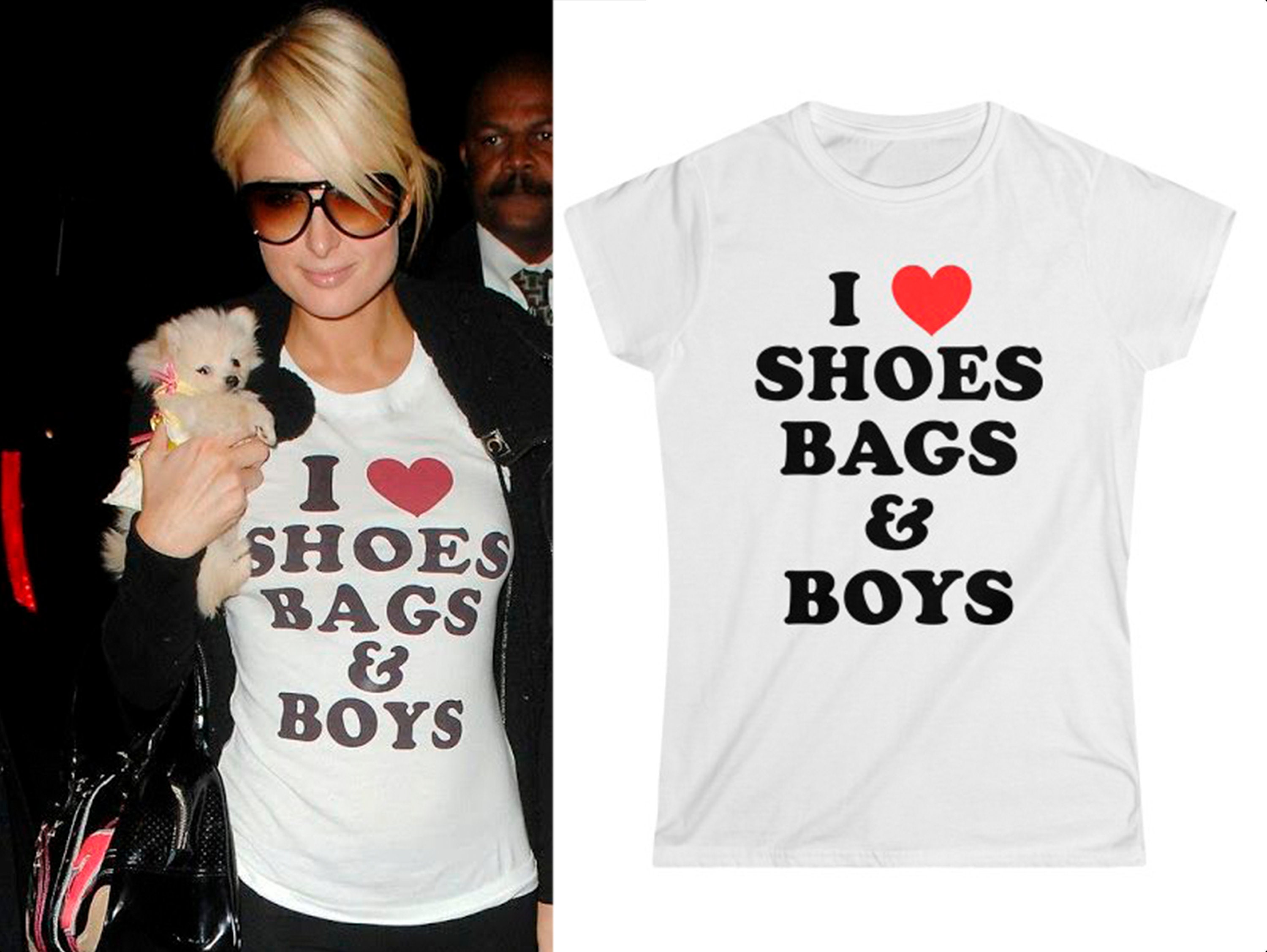 Y2K Paris Hilton Tee – I Love Shoes Bags & Boys Slogan - Etsy