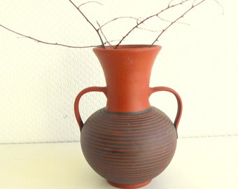 Vaso vintage in terracotta firmato arredamento casa anni '80