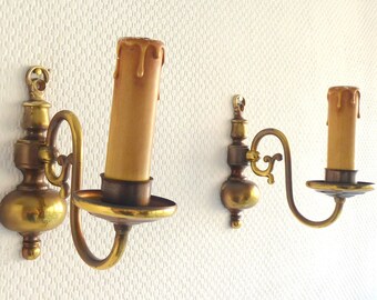 1 of 2 brass wall lamps, wall lights France, 60s, French Brocante