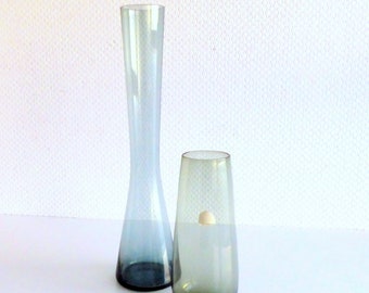 Vintage Rauchglas Vasen Set grau
