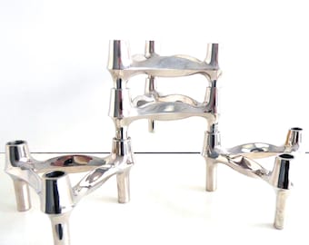 Nagel タイプ モジュラー キャンドルホルダー 6個セット スタッキング NAGEL キャンドルホルダー、70年代のモジュラーキャンドルホルダー、6