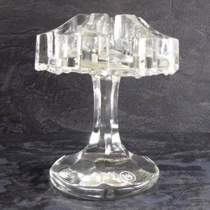 Vintage glass candlestick 70s/ Block glass candle holder Sweden/ Mid Century Modern candlestick