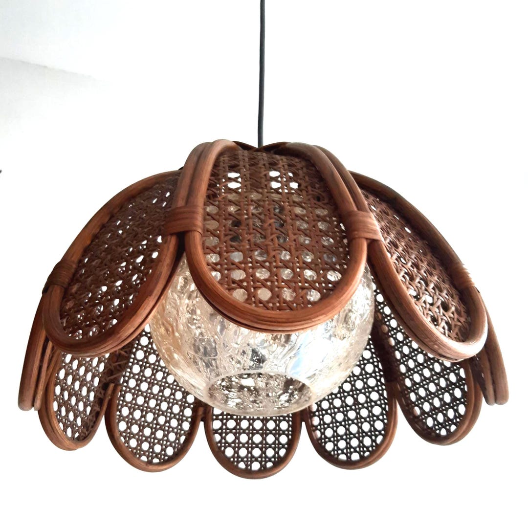 Vintage Bamboo Ceiling Light/ Boho Hanging Lamp 60s - Etsy