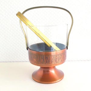 Mid Century Modern Ice Cube Container/ Ice Bucket Copper 70s/ Vintage Bar Accessories