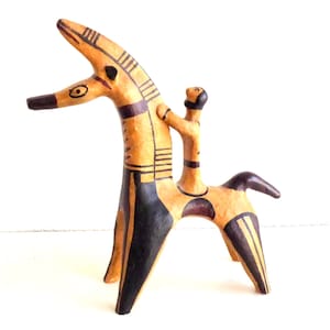 Vintage FIGURE Rider Greece/ Stone Sculpture 70s/ Boho Decor