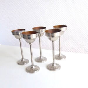 Father's Day, Vintage Liqueur Goblets Silver Plated 50s Art Deco Style