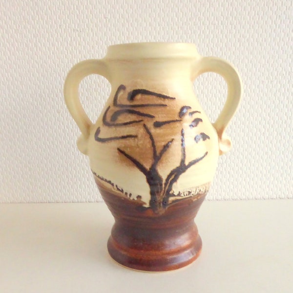 Seltene Bay Vase mit Baum 60er Jahre, autumnal home decor