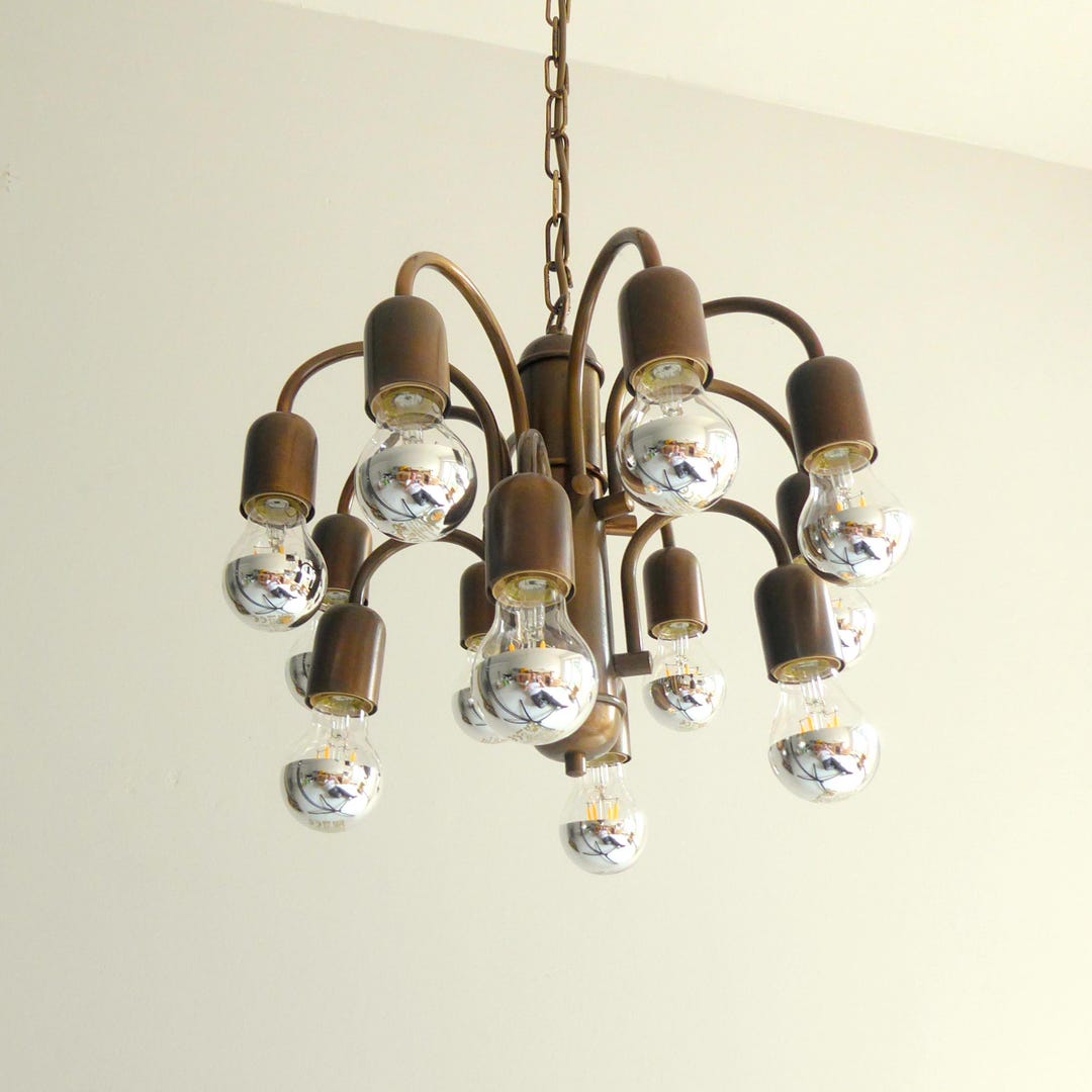 Vintage Brass Chandelier, MCM Modern Ceiling Lamp, Mid Century ...