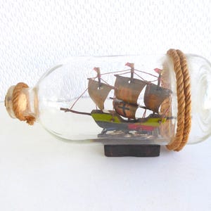 Vintage SEGELSCHIFF in der Flasche/ Flaschenpost/ Maritime Deko 70er Jahre/ Geschenk Idee Mann