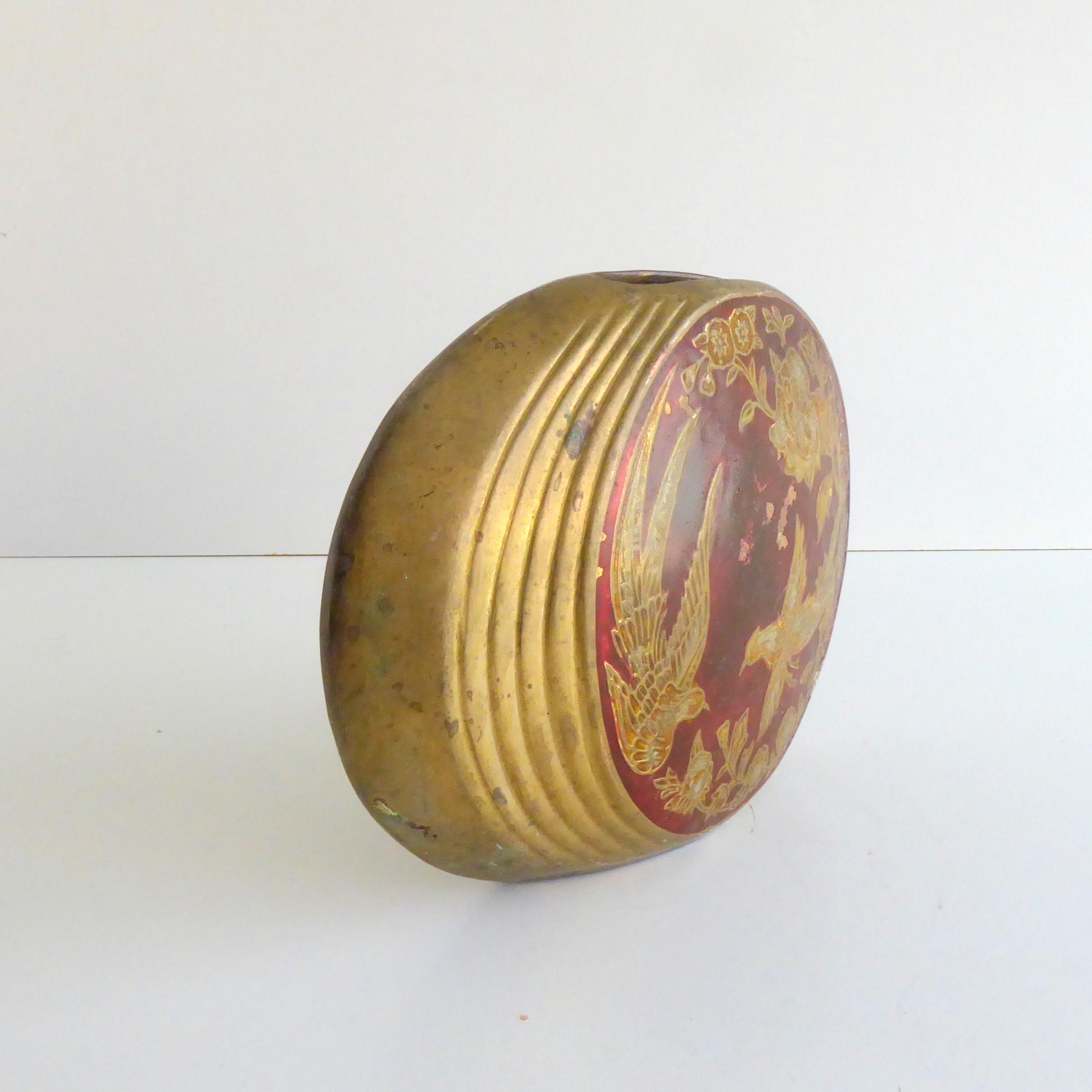 ヴィンテージ真鍮花瓶、50年代の中国製真鍮花瓶、七宝焼き花瓶 - Etsy 日本