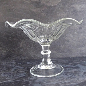Vintage GLASS BOWL France/ Glass bowl with foot/ Decorative bowl glass 70s