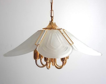 Magnifique lustre en verre de Murano / 58 cm / Plafonnier en verre d'Italie, années 70 / Luminaire moderne du milieu du siècle