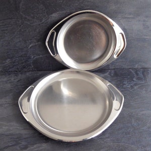 Set Of Serving Plates Chrome Snack Bowls Made Of Stainless Steel 70s Retro Kitchen Decor