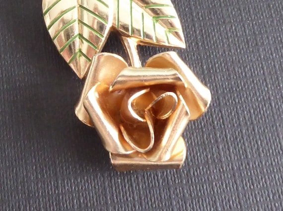 Vintage Rosen Brosche gold, Valentinstag Geschenk - image 4