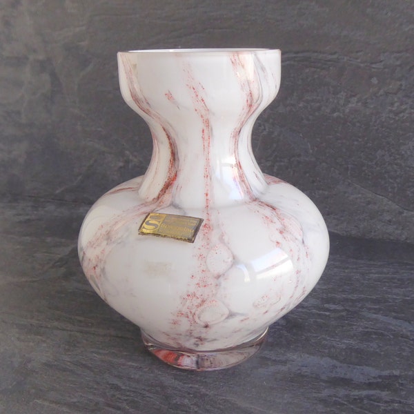 Mid Century Glasvase weiß, mundgeblasene Vase, Spiegelau Vase 70er Jahre, Vintage decor