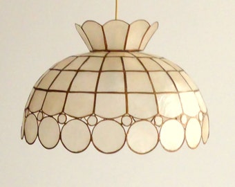 Vintage schelpen hanglamp, grote schelpenlamp uit de jaren 70