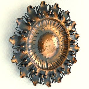 Vintage WALL DECORATION round copper, wall plate copper 70s, starburst wall plate, boho decor
