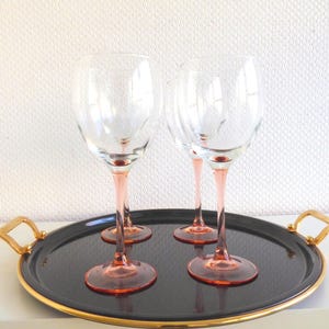 Vintage WINE GLASSES with pink style/ 4x Luminarc wine glasses/ Wine goblets from France/ Wedding glasses rose/ Easter gift
