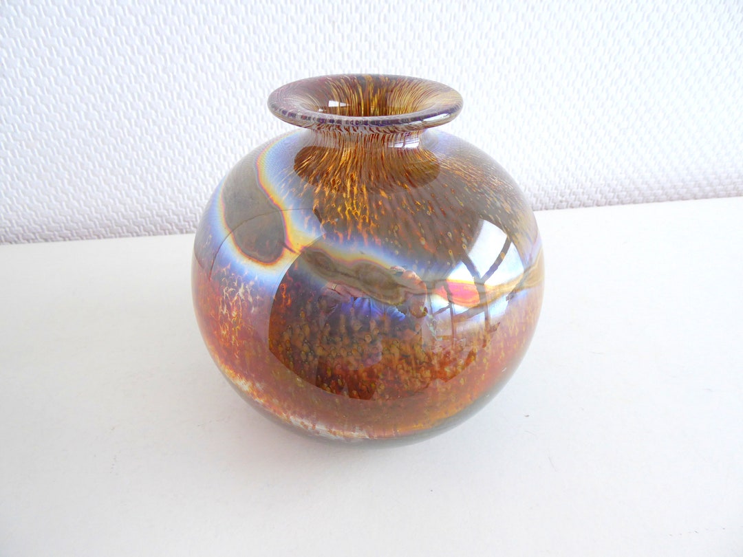 Design Glass Vase Art Glass Vase Ireland 70s Mid Century Etsy