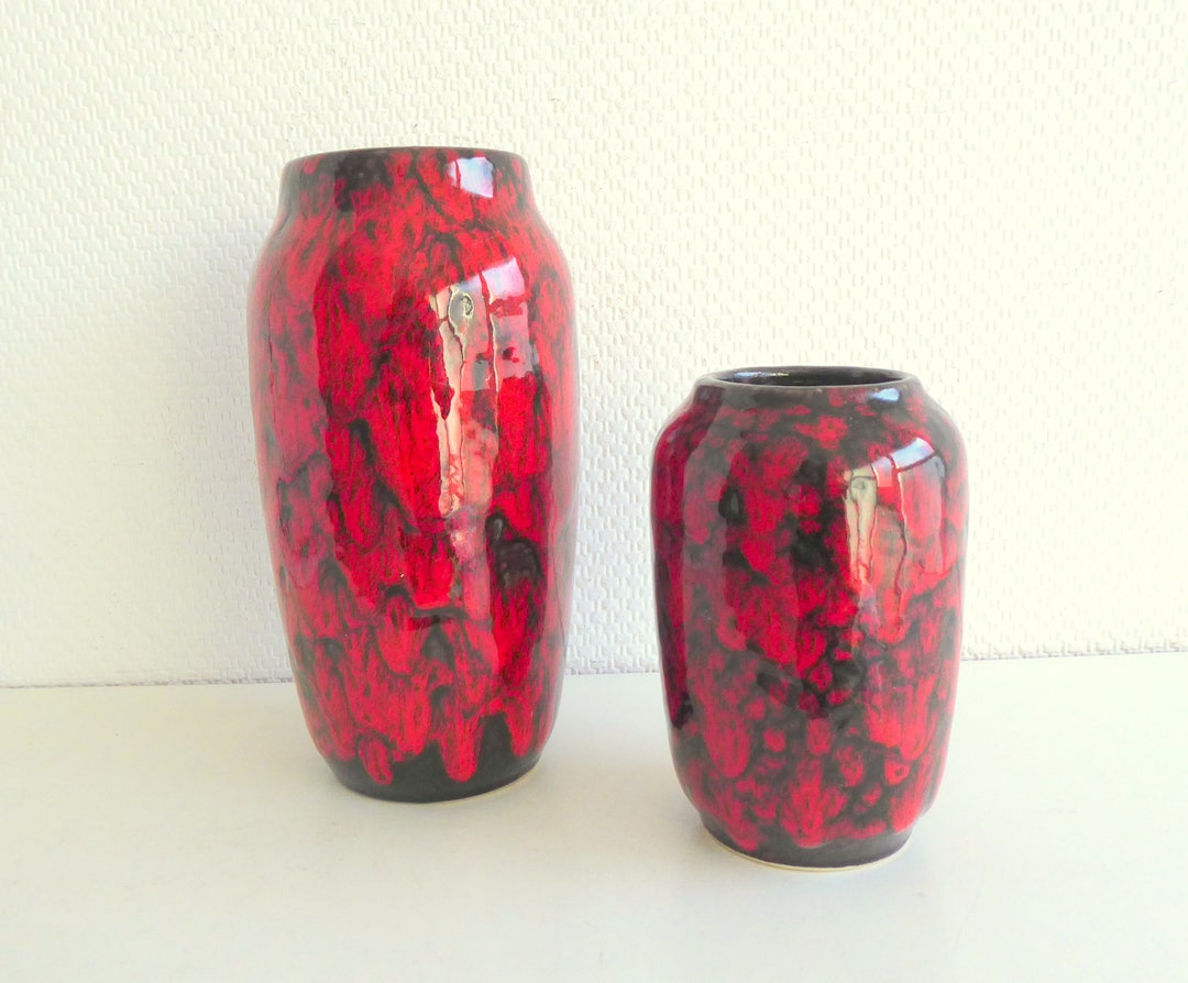 Scheurich Vasen Set Rot Fat Lava Vasen Scheurich Etsy