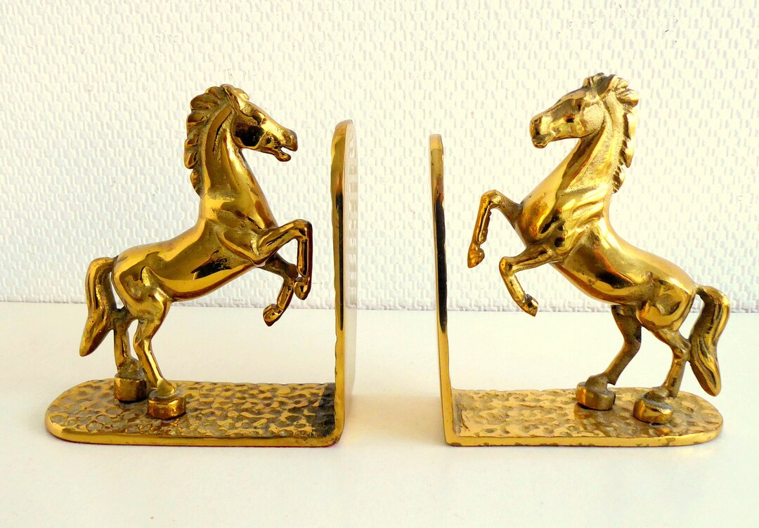 Pair of Brass Horse Bookends 1960's Interior Etsy