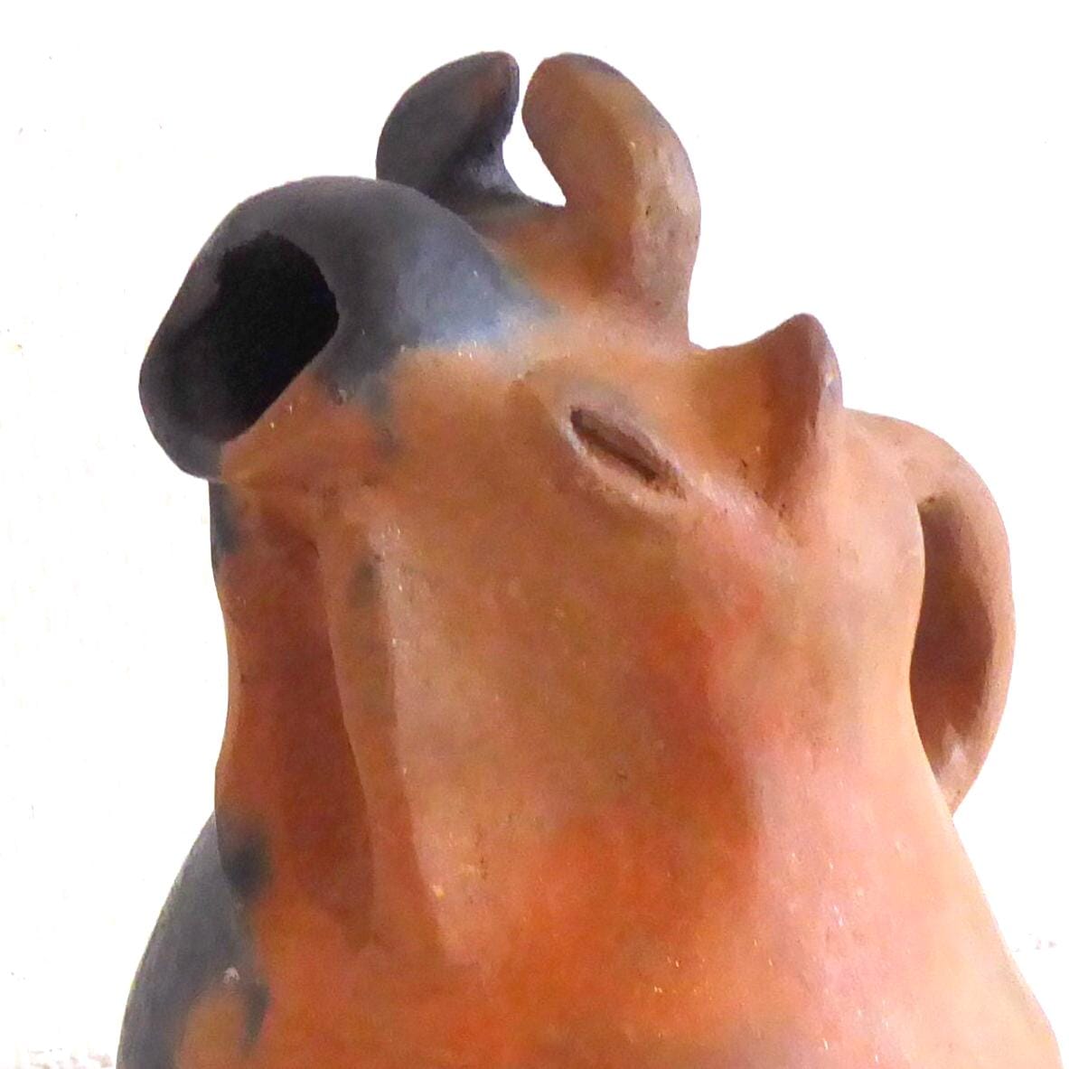 ミッドモダンセラミック花瓶 ブルブラウン/彫刻的なセラミック花瓶