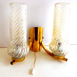 Vintage Amber Glass WALL LIGHT/ German Glass Wall Lamp 1970s