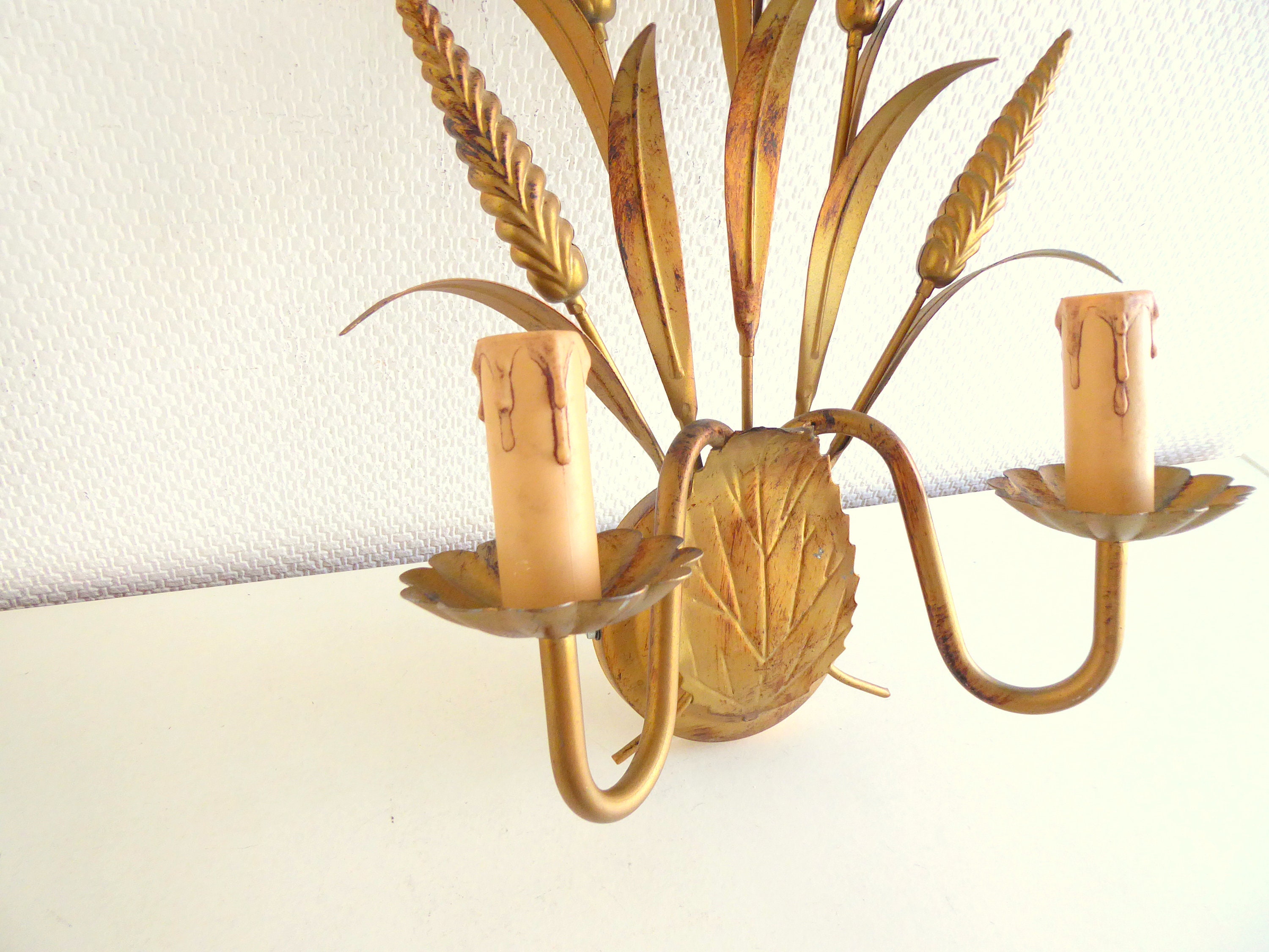 Set of 2 HOLLYWOOD Regency Lights/ Floral Wall Lamps/ Mid