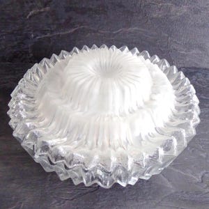 Mid Century Flush Mount Lamp Ice Glass Ceiling Light German Sunburst Glass Scone 70s