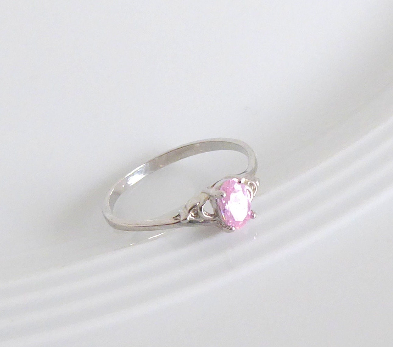 Vintage Ring 925 Silver, Silver Ring With Pink Crystal, 80s Vintage Ring 925 Silver, Silver Ring With Pink Crystal, 80s