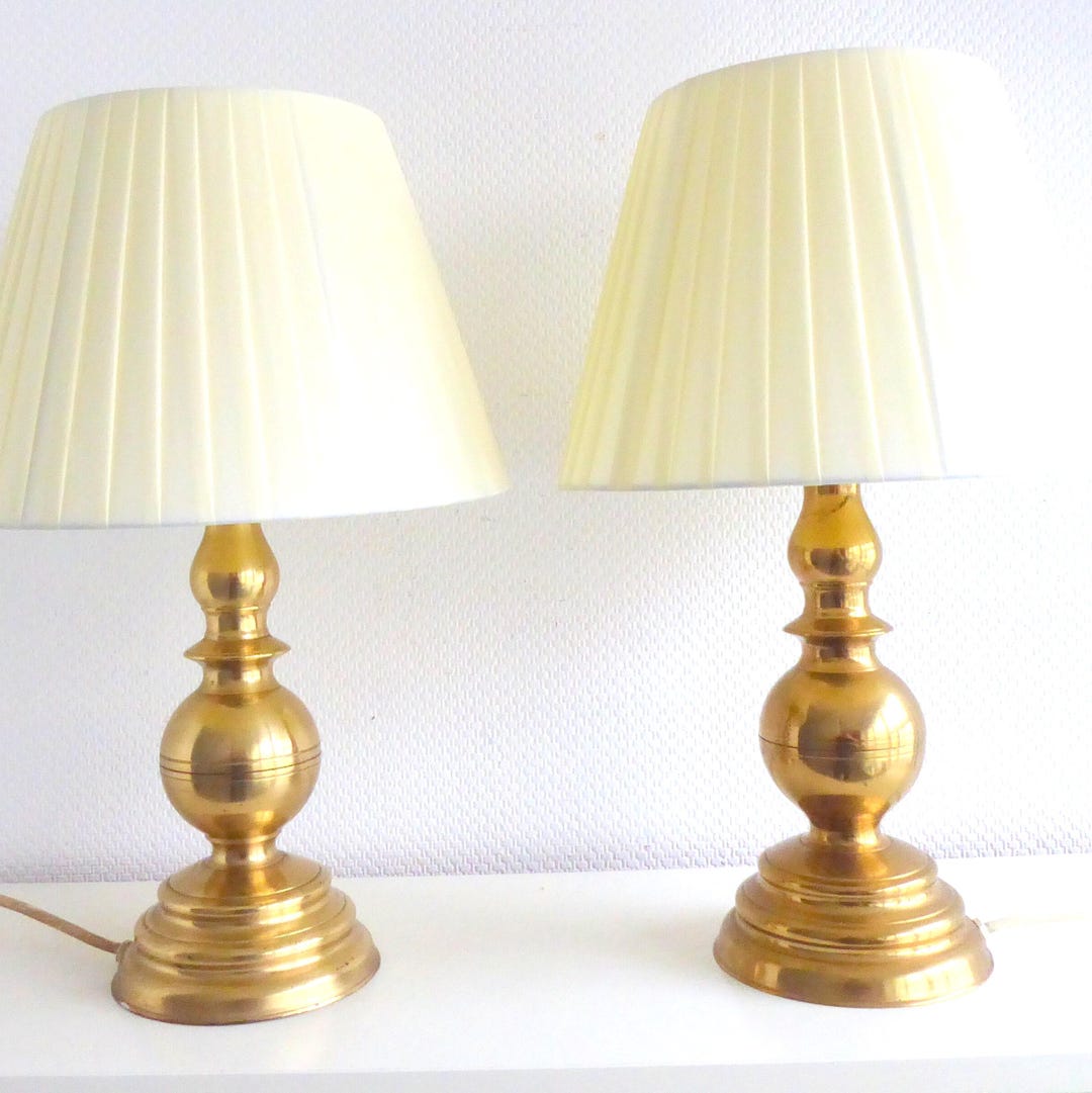 1 of 2 Large Brass Table Lamps/ Hollywood Regency Table Lights 60s - Etsy