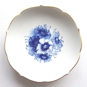 Vintage MEISSEN CERAMIC Plate Blue Flower Meissen Porcelain Bowl