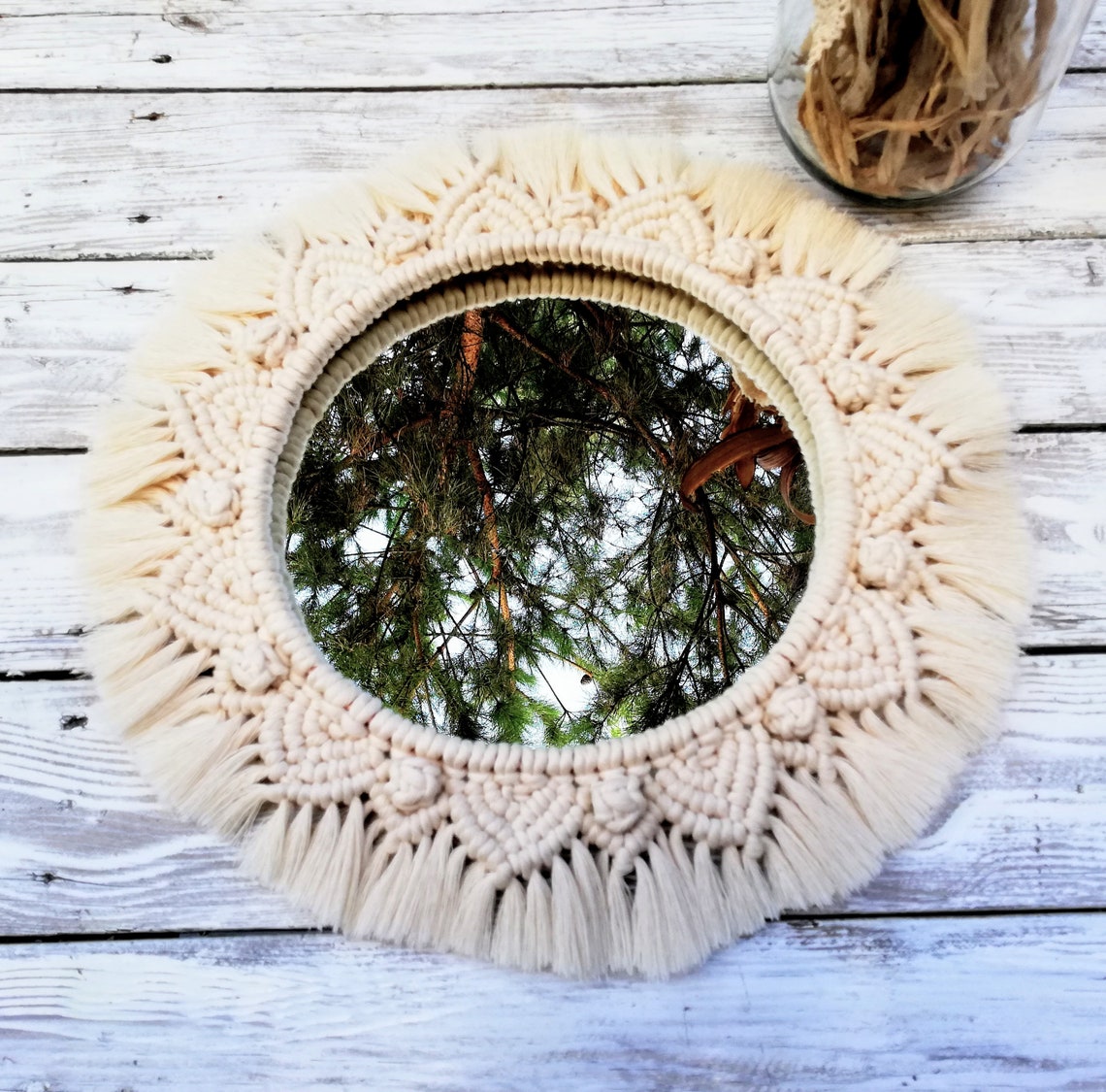 Boho Hanging Mirror Large Boho Macrame Mirror Macrame Etsy