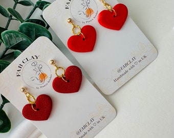 Love// heart earrings// mom day earrings// polymer clay earrings// minimal earrings// uk earrings