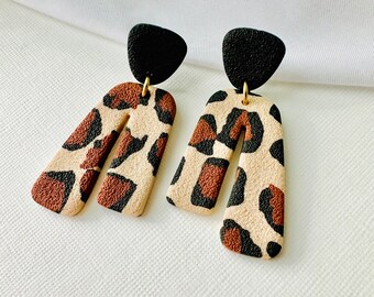 Leopard // Statement earring in leopard print style // uk earrings, handmade jewellery gift // arch Cheetah Print Pattern