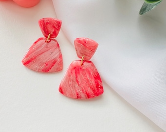 Pink , dusky pink clay earrings / Marble wedding earrings / handmade earrings / statement drop earrings / Bridesmaids / Brides