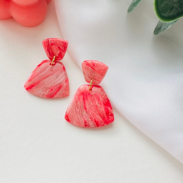 Pink , dusky pink clay earrings / Marble wedding earrings / handmade earrings / statement drop earrings / Bridesmaids / Brides