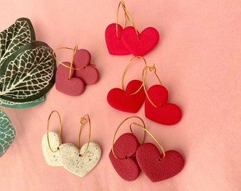 Handmade Polymer Clay Heart Earrings: Minimalist Surgical Steel Studs